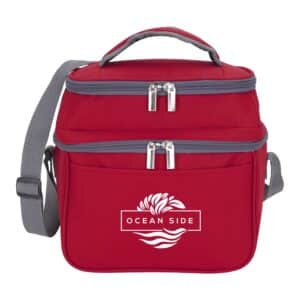 Custom Dual Compartment 6-Can Cooler with Company Logo - Personalized Bulk Corporate Gift