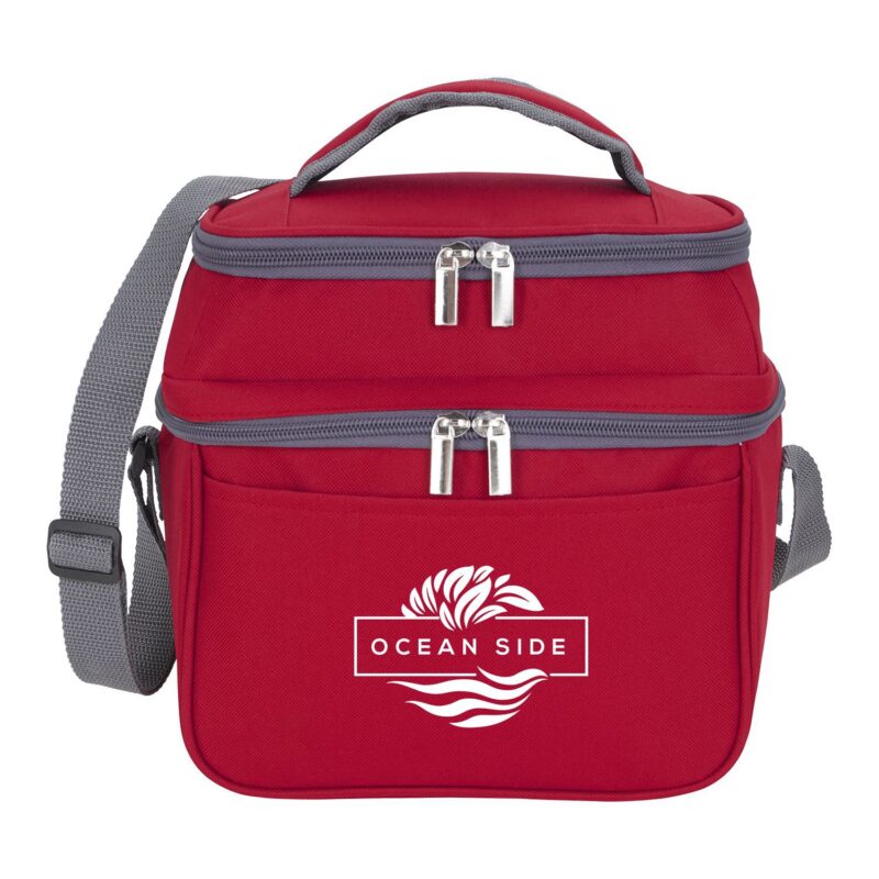 Custom Dual Compartment 6-Can Cooler with Company Logo - Personalized Bulk Corporate Gift