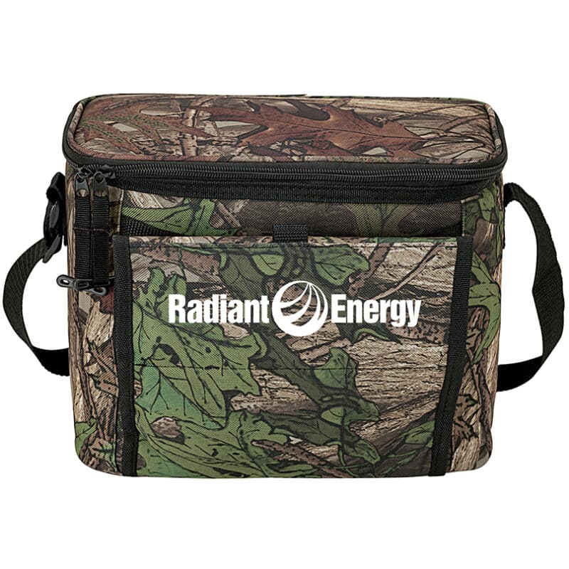 Custom Huntwood Camo 12-Can Cooler with Company Logo - Personalized Bulk Corporate Gift - 1