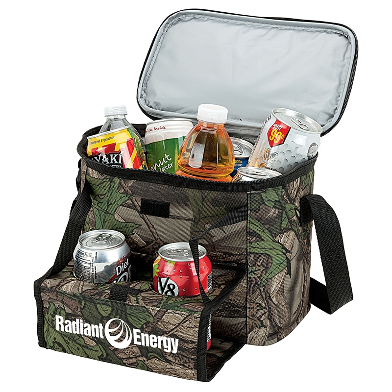 Custom Huntwood Camo 12-Can Cooler with Company Logo - Personalized Bulk Corporate Gift