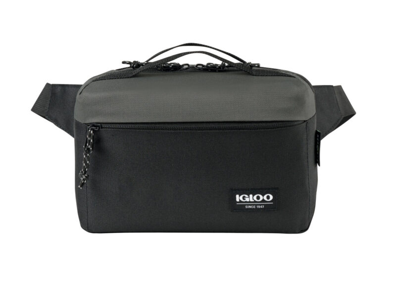 Custom Igloo® Fundamentals Hip Pack Cooler - Black-Dark Grey with Company Logo - Personalized Bulk Corporate Gift - 1