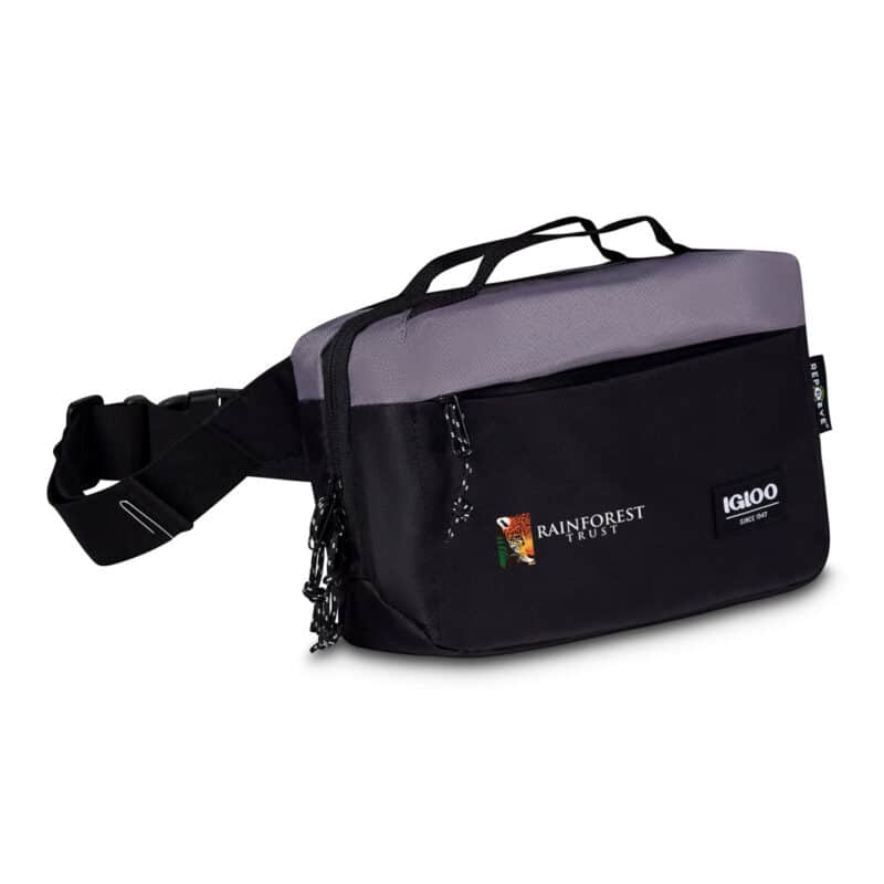Custom Igloo® Fundamentals Hip Pack Cooler - Black-Dark Grey with Company Logo - Personalized Bulk Corporate Gift - 5