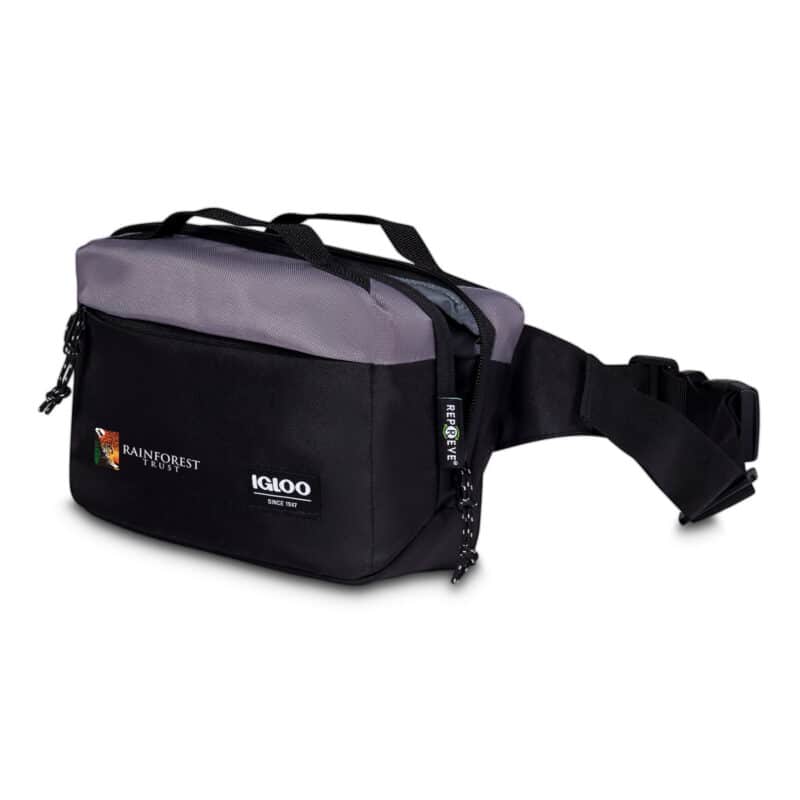 Custom Igloo® Fundamentals Hip Pack Cooler - Black-Dark Grey with Company Logo - Personalized Bulk Corporate Gift - 6