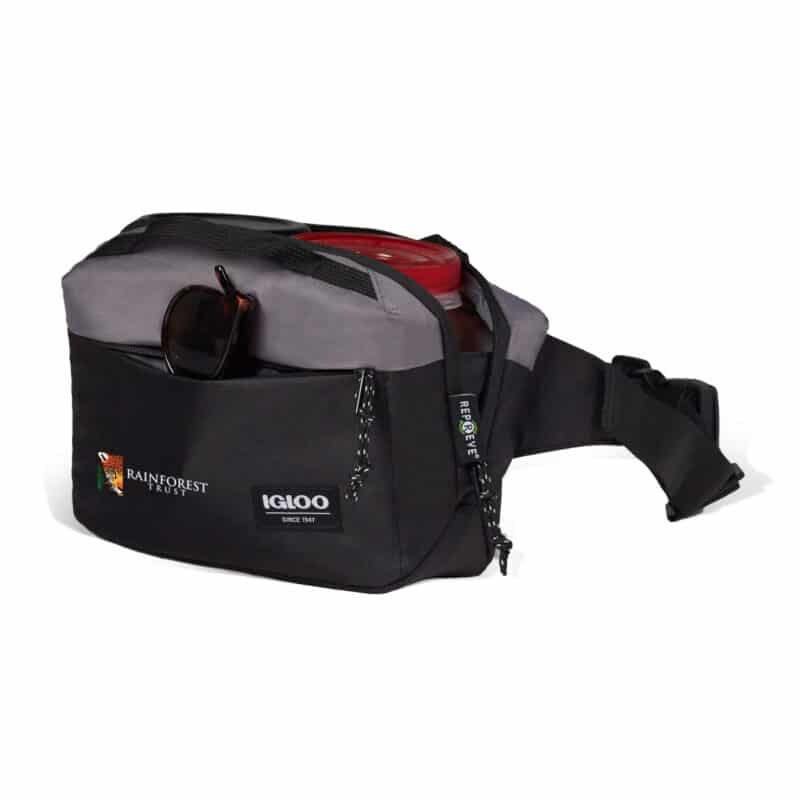 Custom Igloo® Fundamentals Hip Pack Cooler - Black-Dark Grey with Company Logo - Personalized Bulk Corporate Gift - 7