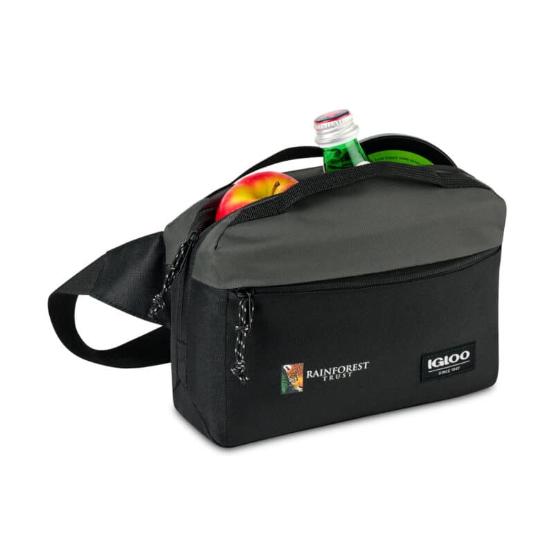 Custom Igloo® Fundamentals Hip Pack Cooler - Black-Dark Grey with Company Logo - Personalized Bulk Corporate Gift - 8