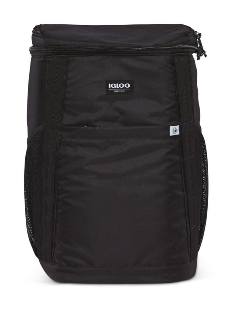 Custom Igloo® REPREVE 36 Can Backpack Cooler - Black with Company Logo - Personalized Bulk Corporate Gift - 1