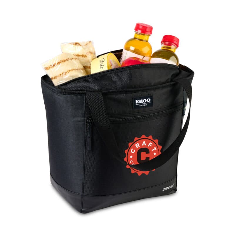 Custom Igloo® REPREVE Tote Cooler - Black with Company Logo - Personalized Bulk Corporate Gift - 3