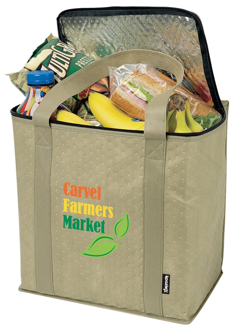 Custom Koozie® Zippered Insulated Grocery Tote with Company Logo - Personalized Bulk Corporate Gift