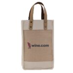 Custom Sonoma Cotton Jute Wine Cooler Bag with Company Logo - Personalized Bulk Corporate Gift