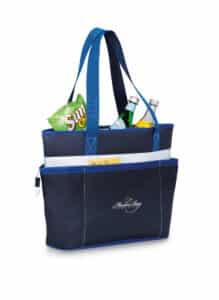 Custom Vineyard Insulated Tote - Navy Blue with Company Logo - Personalized Bulk Corporate Gift