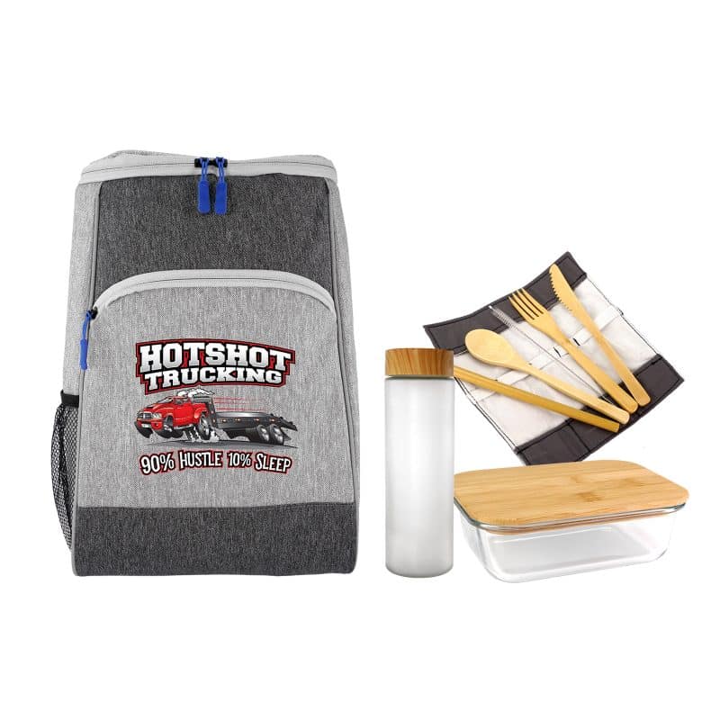 Custom Bay Cooler Backpack Glass Lunch Set with Company Logo - Personalized Bulk Corporate Gift - 2