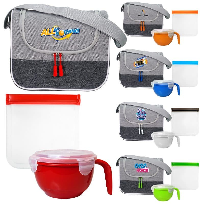Custom Bay Noodle & Sandwich Cooler Set with Company Logo - Personalized Bulk Corporate Gift