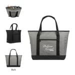 Custom Shoreline RPET 24-Can Cooler Tote Bag with Company Logo - Personalized Bulk Corporate Gift