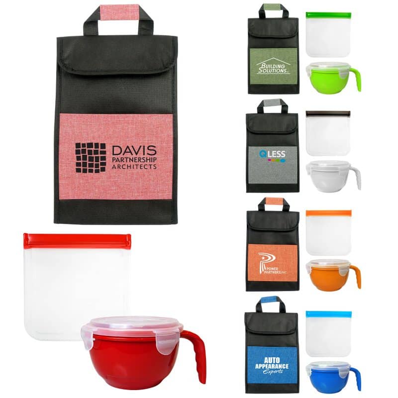 Custom Trendy Noodle & Sandwich Cooler Set with Company Logo - Personalized Bulk Corporate Gift