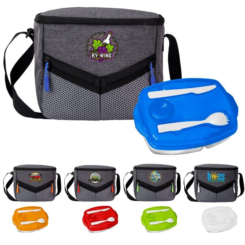 Custom Victory Locking Lid Lunch Cooler Set with Company Logo - Personalized Bulk Corporate Gift