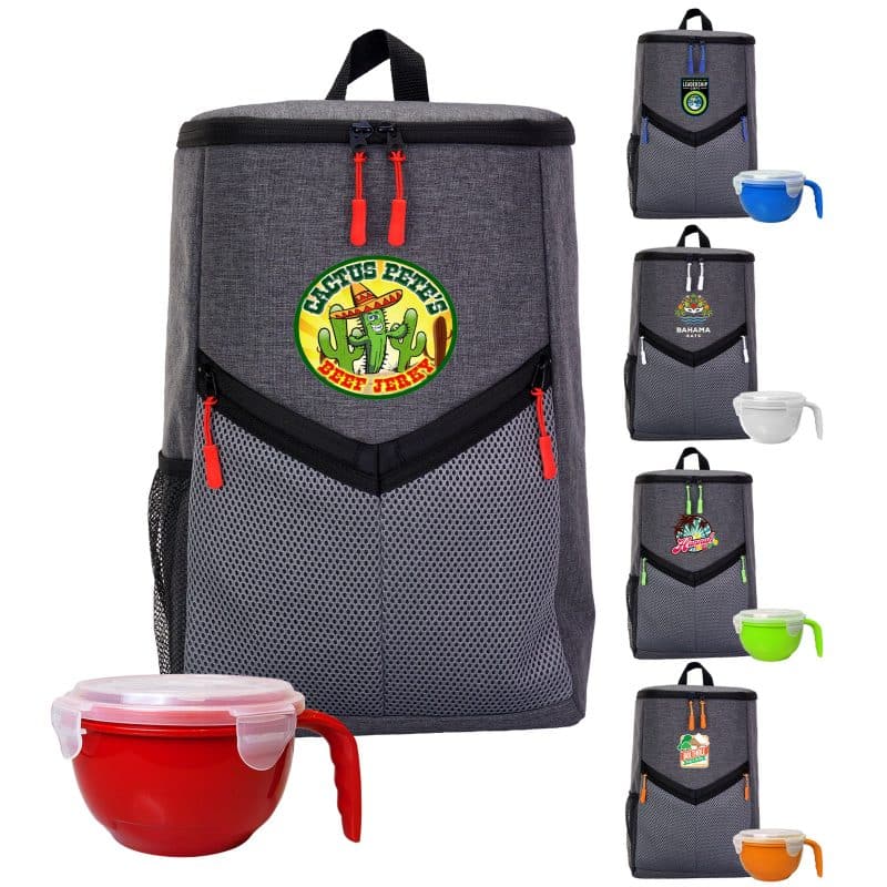 Custom Victory Noodle Backpack Cooler Set with Company Logo - Personalized Bulk Corporate Gift