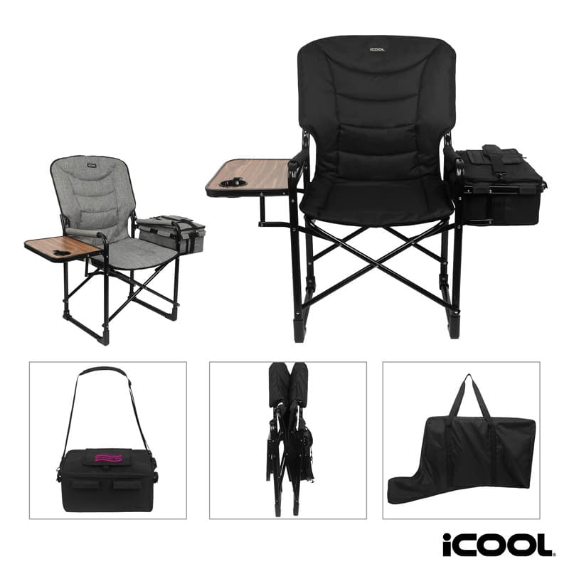 Custom iCOOL Twin Peaks Deluxe Camping Chair With 18-Can Cooler with Company Logo - Personalized Bulk Corporate Gift