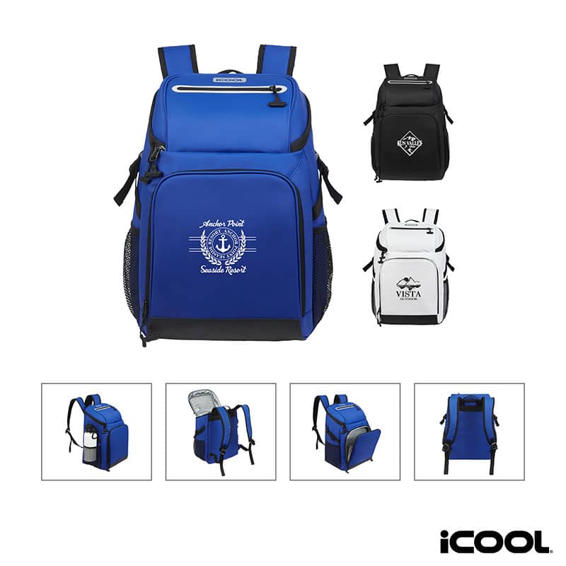 Custom iCOOL Vail 20-Can Cooler Backpack with Company Logo - Personalized Bulk Corporate Gift