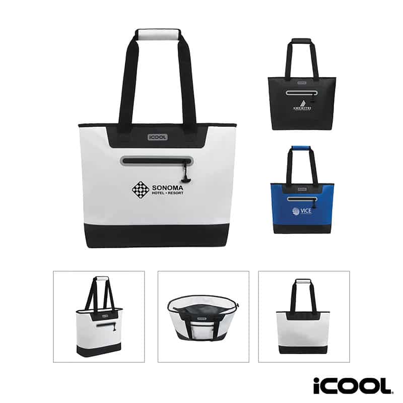 Custom iCOOL Vail 30-Can Cooler Tote Bag with Company Logo - Personalized Bulk Corporate Gift