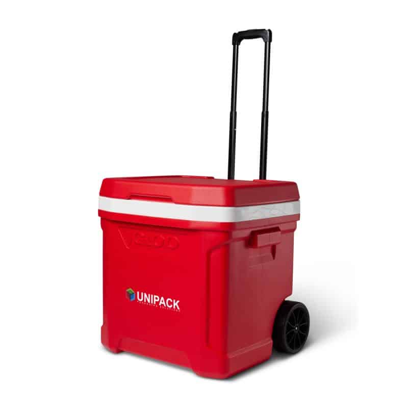 Custom Igloo® Profile II 60 Qt Roller Cooler - White-Red Star with Company Logo - Personalized Bulk Corporate Gift - 5
