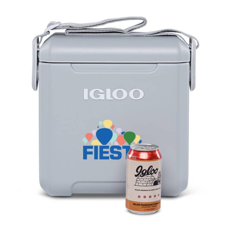 Custom Igloo® Tag Along Too Cooler - Light Grey with Company Logo - Personalized Bulk Corporate Gift - 8