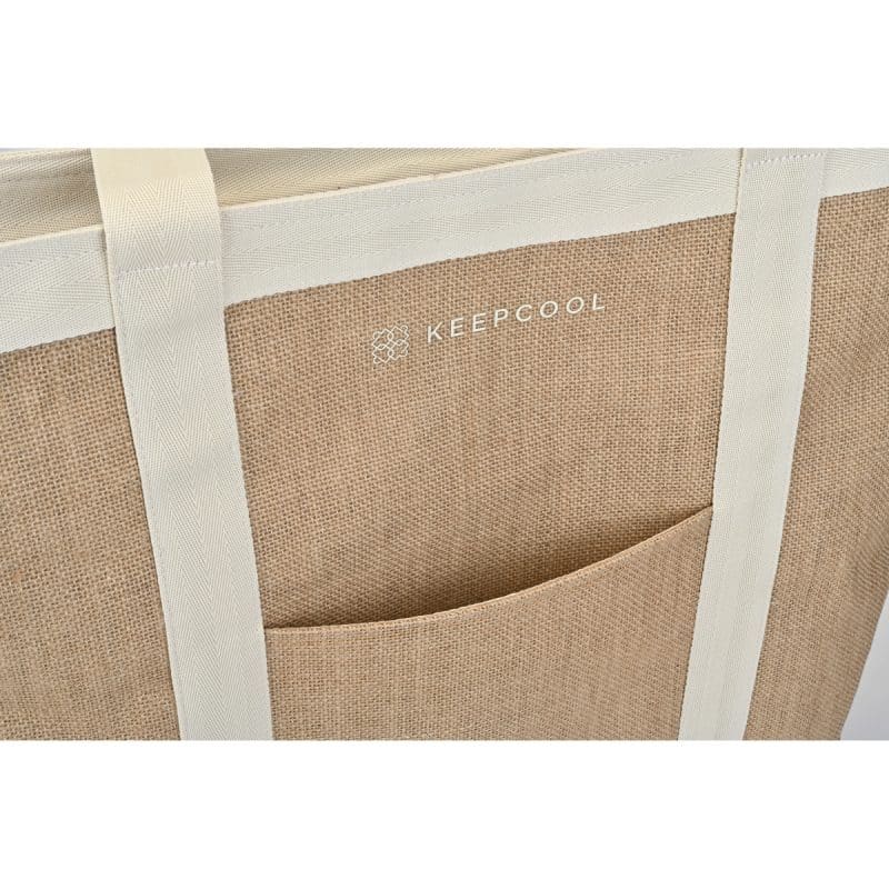 Custom KEEPCOOL® Nairobi Jute Shopper Cooler - Natural with Company Logo - Personalized Bulk Corporate Gift - 2