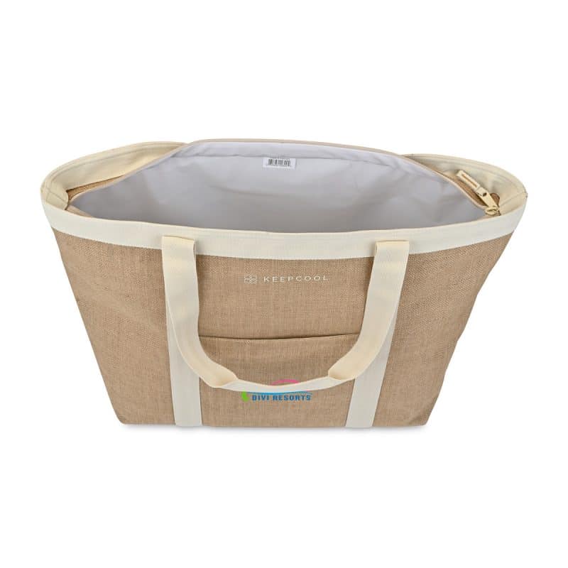 Custom KEEPCOOL® Nairobi Jute Shopper Cooler - Natural with Company Logo - Personalized Bulk Corporate Gift - 5