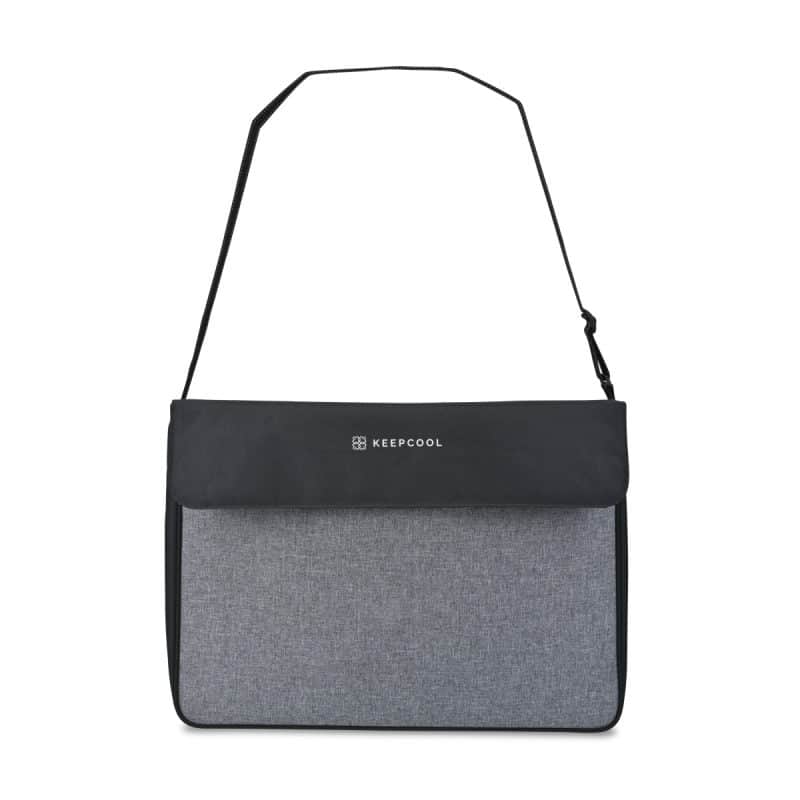 Custom KEEPCOOL® Oslo Messenger Cooler - Ash-Black with Company Logo - Personalized Bulk Corporate Gift - 1