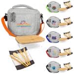 Custom Bamboo Adventure Cooler Set with Company Logo - Personalized Bulk Corporate Gift