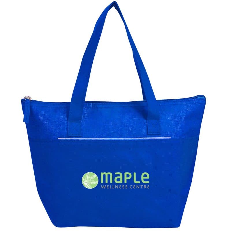 Custom Mist Recycled 9-Can Non-Woven Tote Cooler with Company Logo - Personalized Bulk Corporate Gift - 8