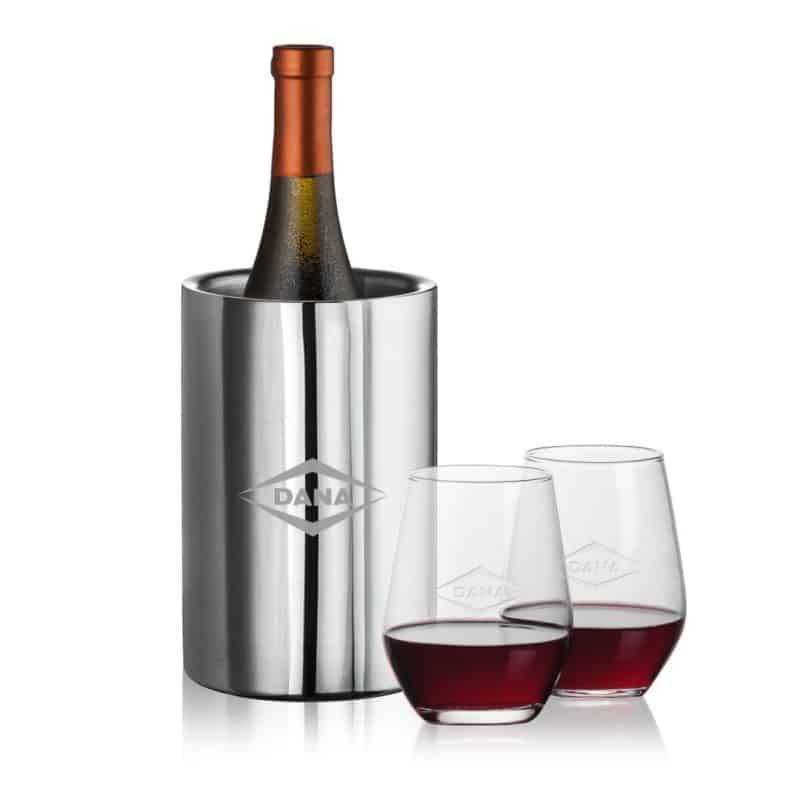 Custom Jacobs Wine Cooler & Mandelay Stemless Wine with Company Logo - Personalized Bulk Corporate Gift