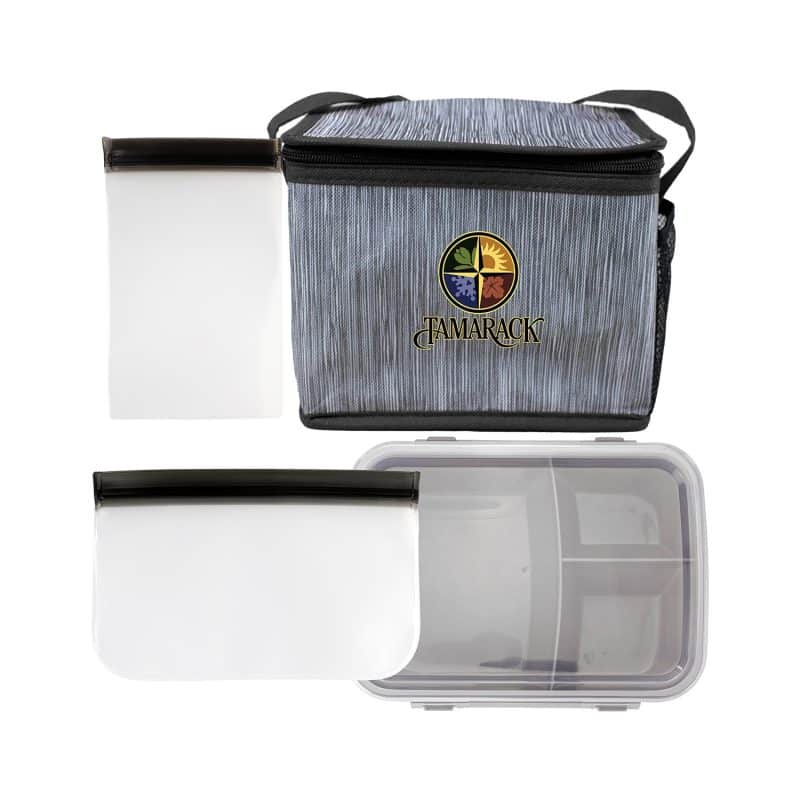 Custom Reusable Lunch & Snack Cooler Set with Company Logo - Personalized Bulk Corporate Gift - 2