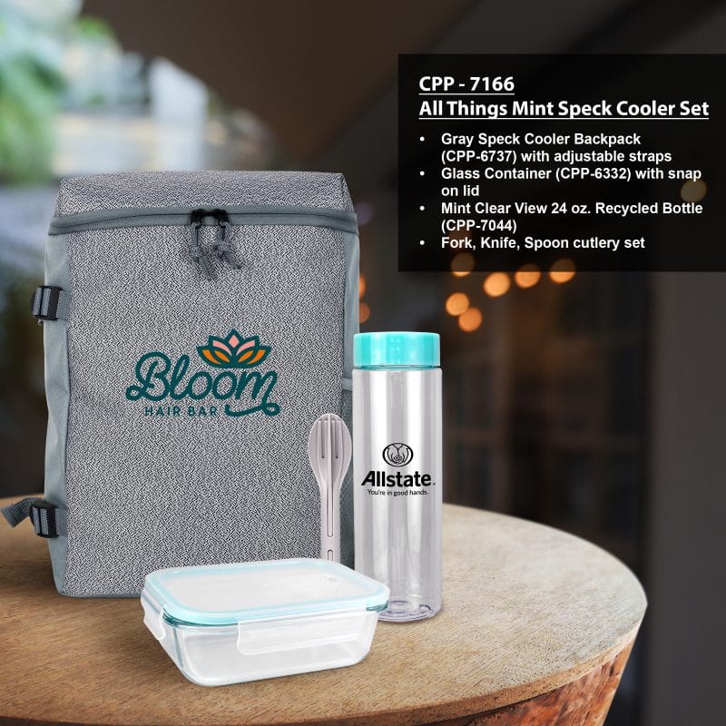 Custom All Things Mint Speck Cooler Set with Company Logo - Personalized Bulk Corporate Gift - 2