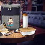 Custom Quilted Bamboo Lunch and Drink Cooler Set with Company Logo - Personalized Bulk Corporate Gift - 2