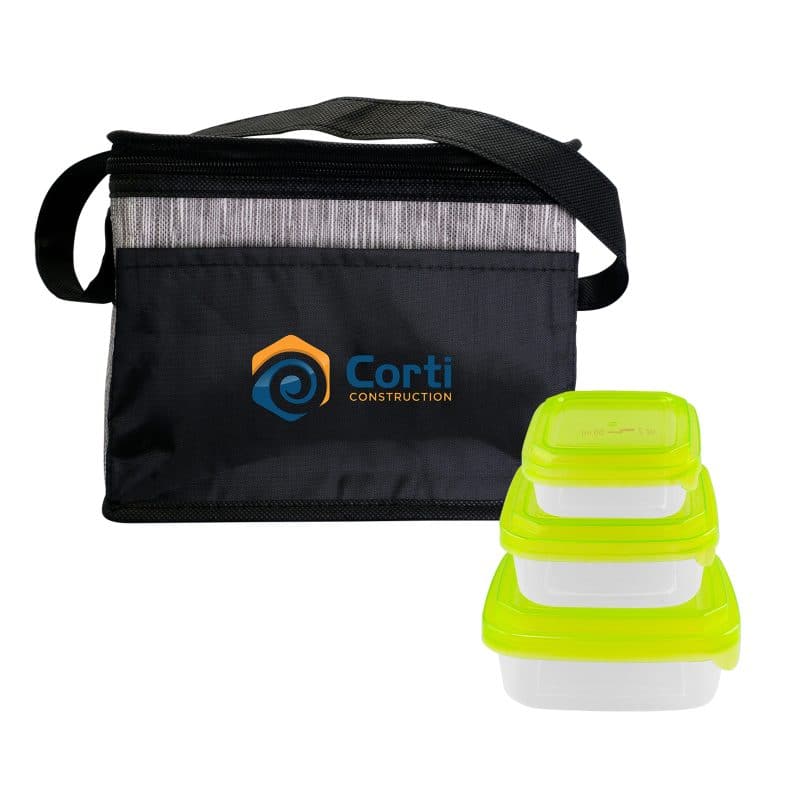 Custom Black Graph Portion Control Lunch Set with Company Logo - Personalized Bulk Corporate Gift - 6