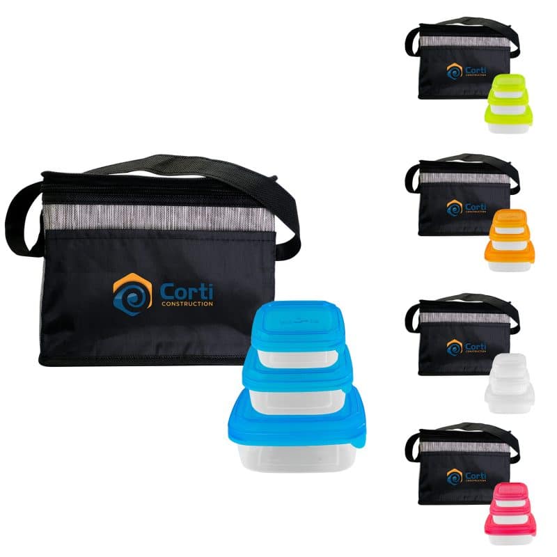 Custom Black Graph Portion Control Lunch Set with Company Logo - Personalized Bulk Corporate Gift