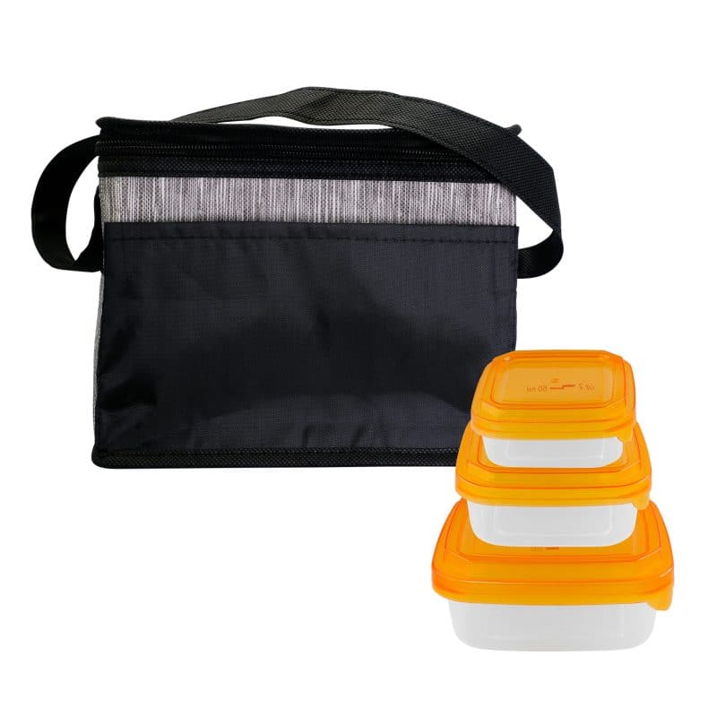 Custom Black Graph Portion Control Lunch Set with Company Logo - Personalized Bulk Corporate Gift - 9