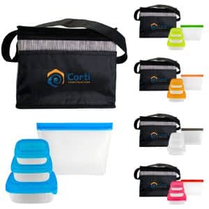 Custom Black Graph Portion Control Reusable Lunch Set with Company Logo - Personalized Bulk Corporate Gift