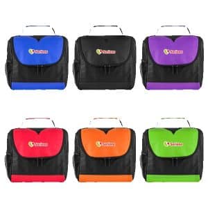 Custom Center Divider Lunch Bag with Company Logo - Personalized Bulk Corporate Gift