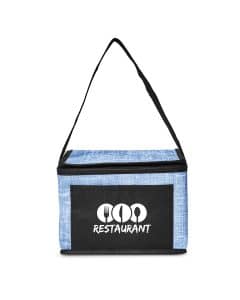 Custom Denim Pattern Non-Woven 6-Pack Lunch Cooler Bag with Company Logo - Personalized Bulk Corporate Gift