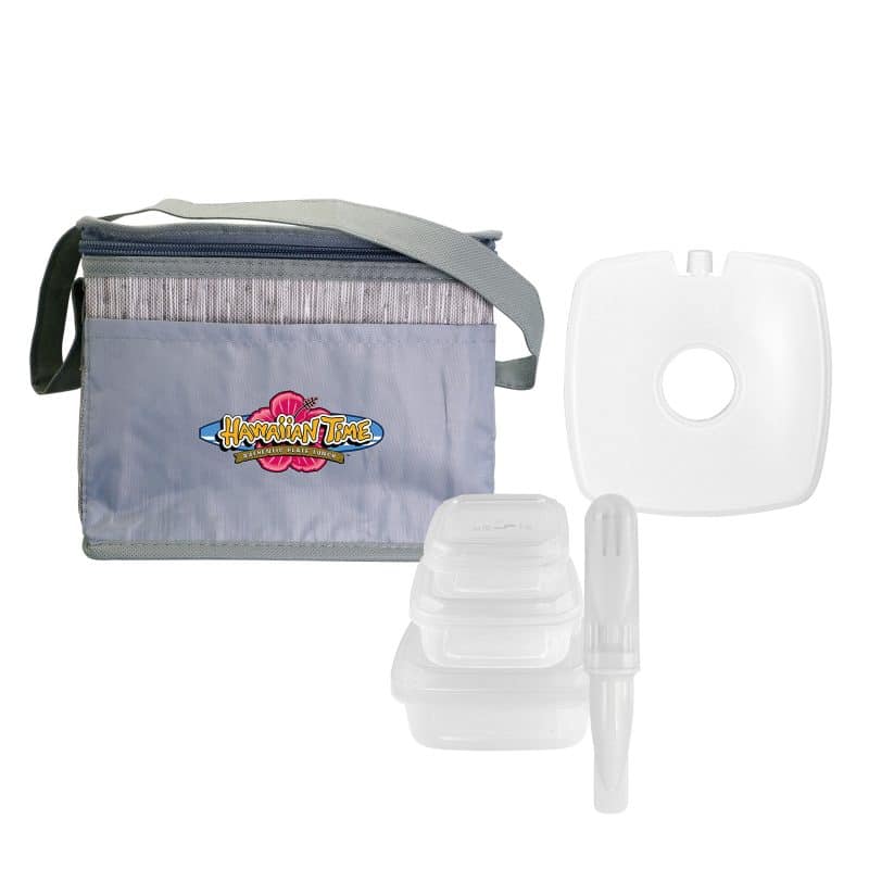 Custom Gray Graph Chilled Lunch Set with Company Logo - Personalized Bulk Corporate Gift - 4