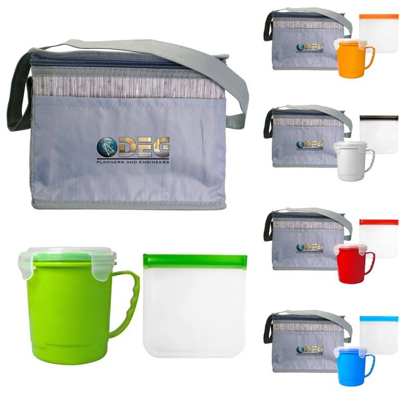 Custom Gray Graph Soup & Sandwich Set with Company Logo - Personalized Bulk Corporate Gift