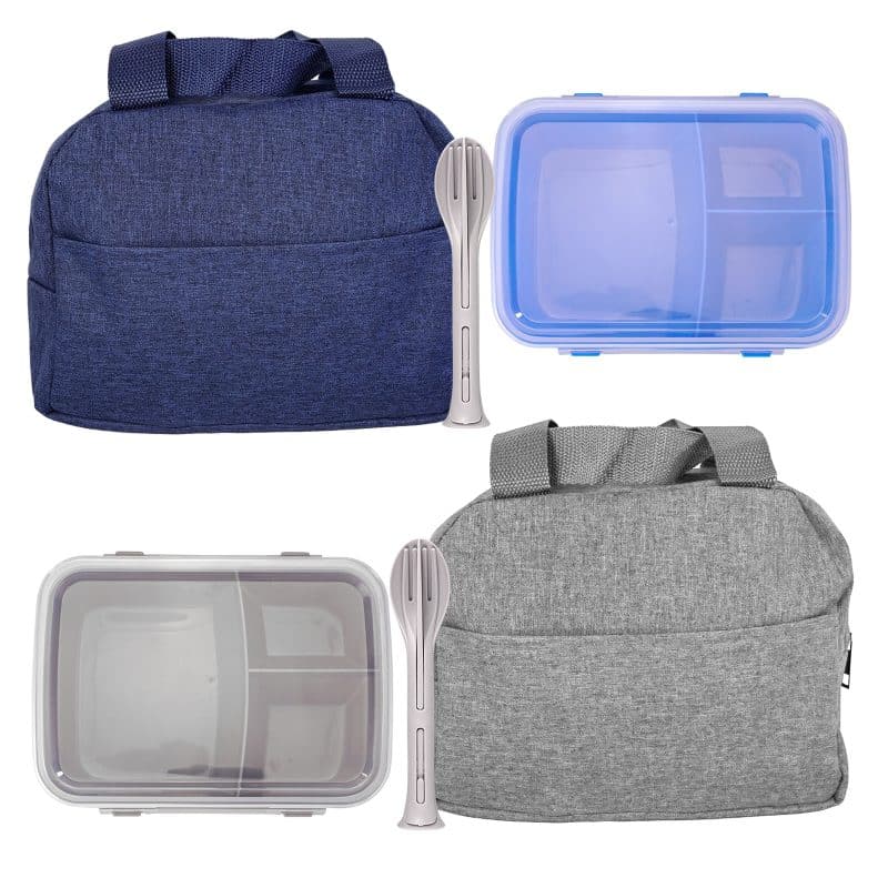 Custom Handy Heathered Lunch To Go Set with Company Logo - Personalized Bulk Corporate Gift - 1