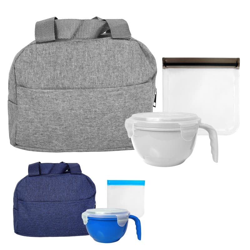 Custom Heathered Noodle & Sandwich Lunch Set with Company Logo - Personalized Bulk Corporate Gift - 1