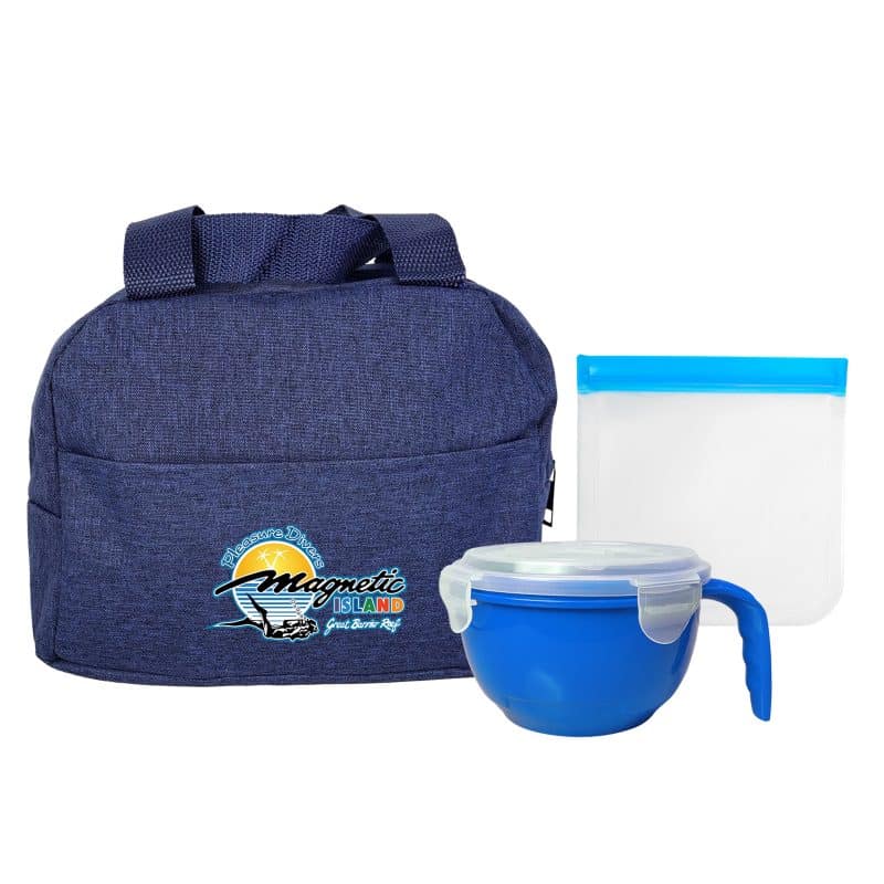 Custom Heathered Noodle & Sandwich Lunch Set with Company Logo - Personalized Bulk Corporate Gift - 3