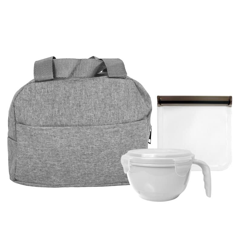 Custom Heathered Noodle & Sandwich Lunch Set with Company Logo - Personalized Bulk Corporate Gift - 4