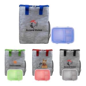 Custom Lunch To Go Tote Set with Company Logo - Personalized Bulk Corporate Gift