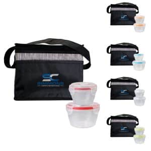 Custom Nested Black Graph Lunch Set with Company Logo - Personalized Bulk Corporate Gift
