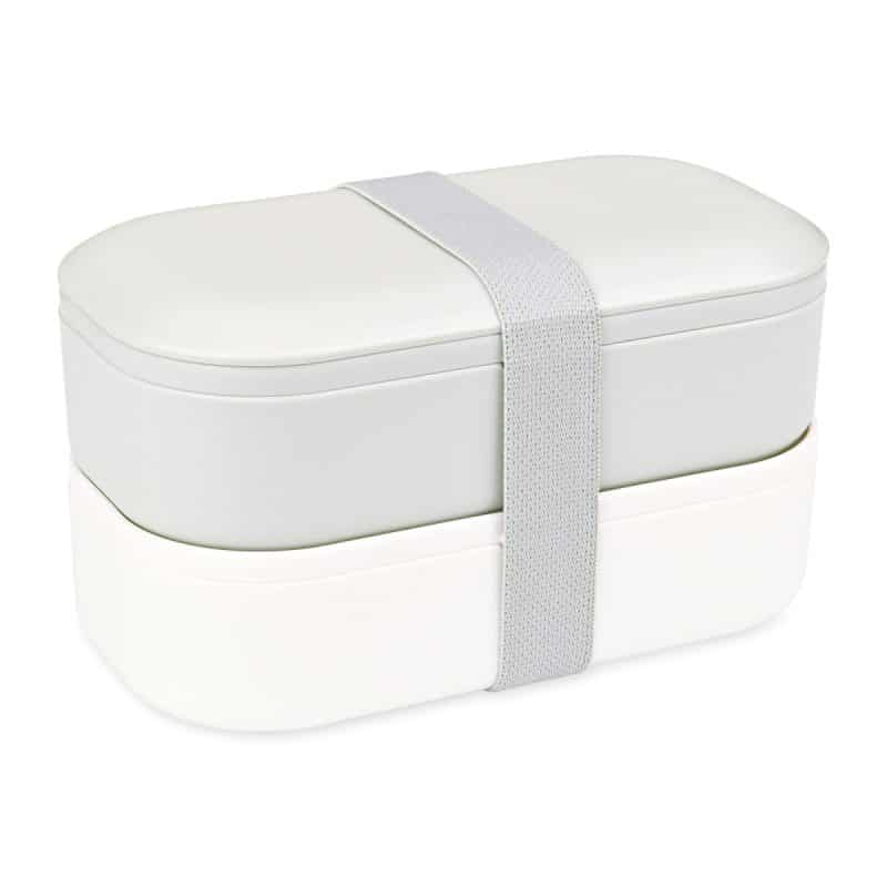 Custom Oishii Bento Box - Grey-Cream with Company Logo - Personalized Bulk Corporate Gift - 1