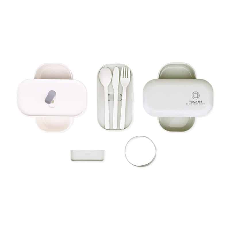 Custom Oishii Bento Box - Grey-Cream with Company Logo - Personalized Bulk Corporate Gift - 3